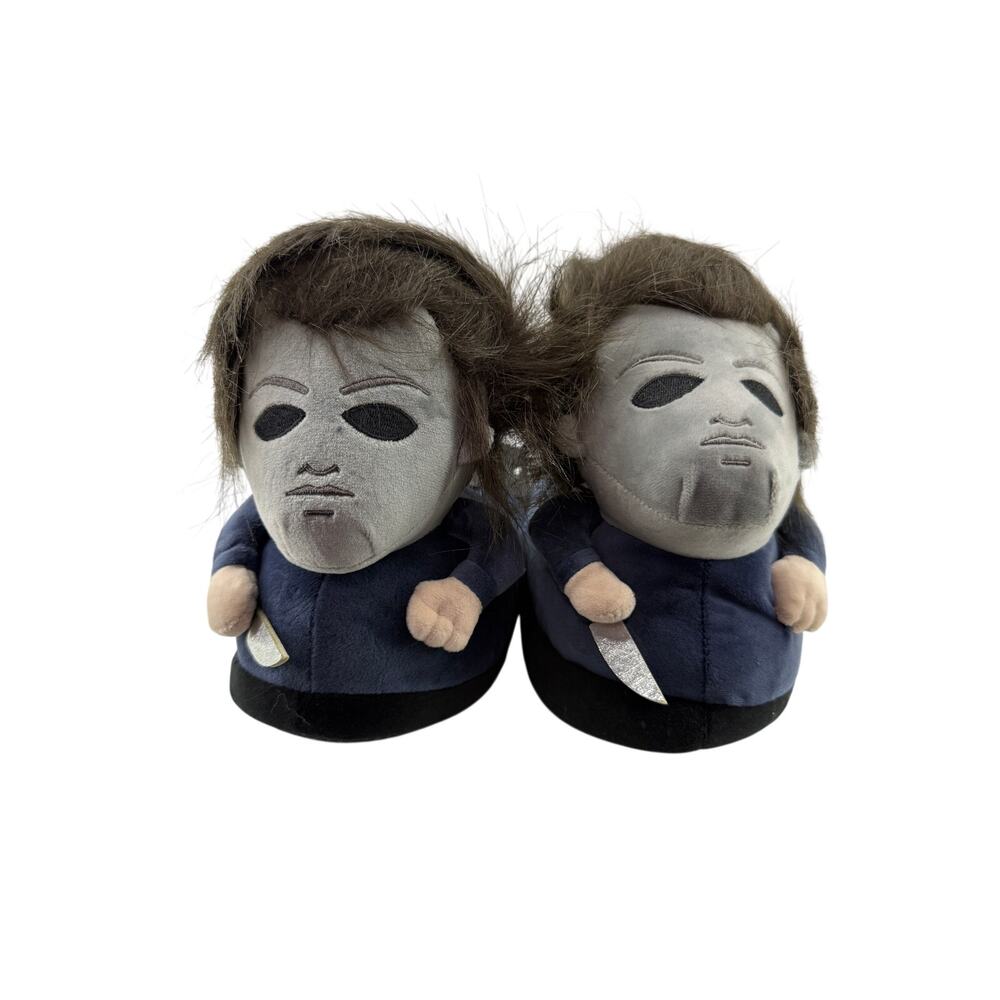 Officially Licensed Halloween Michael Myers Face Holding Knife Adult Slippers